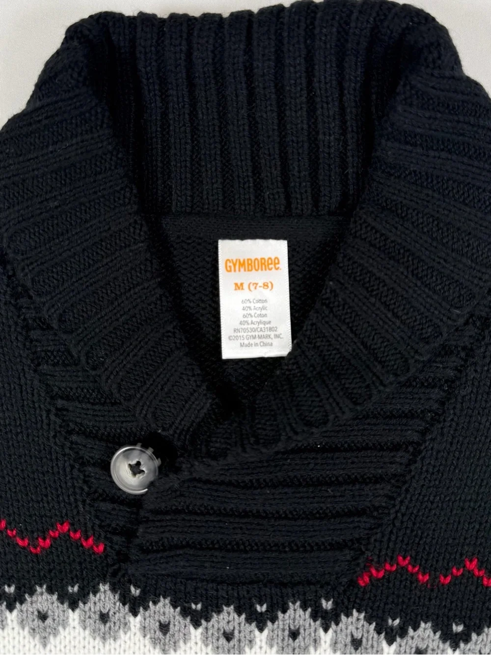 GYMBOREE Boys Fair Isle Shawl Collar Sweater Size M 7-8 Nordic Ski Lodge Holiday